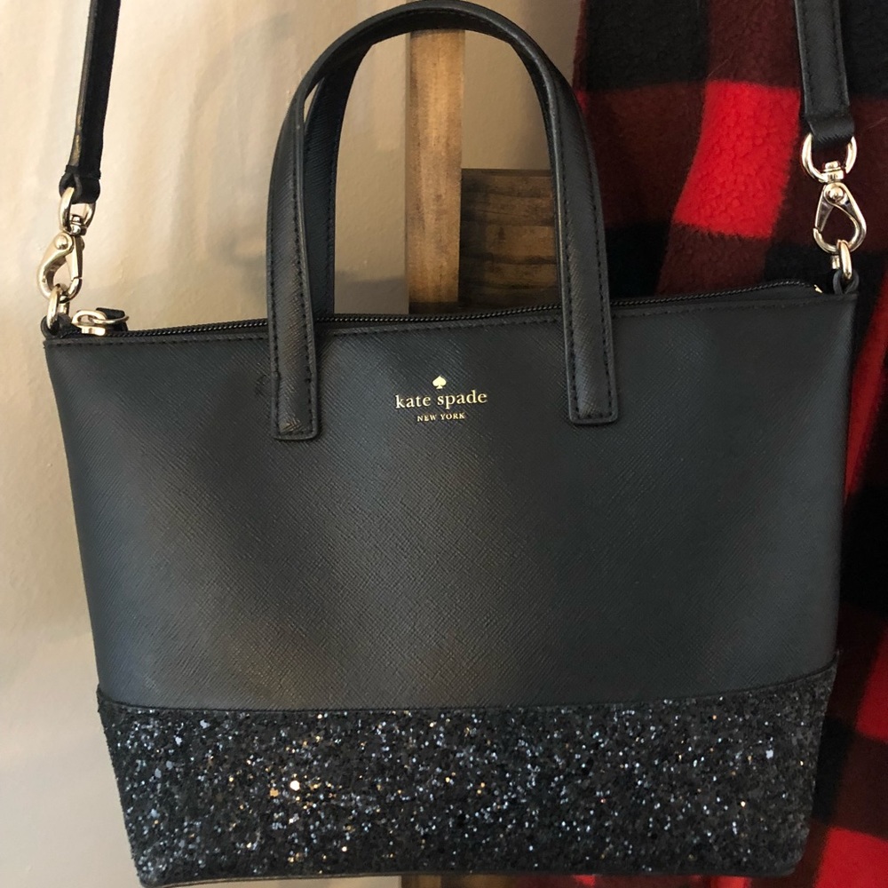 Kate Spade Ina Greta Court Black Glitter Crossbody